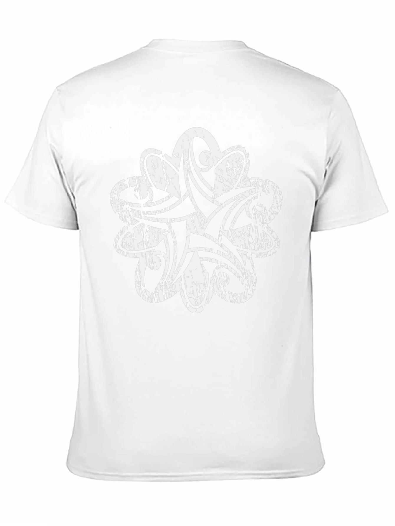 Distressed White Tribal Print Black T-Shirt