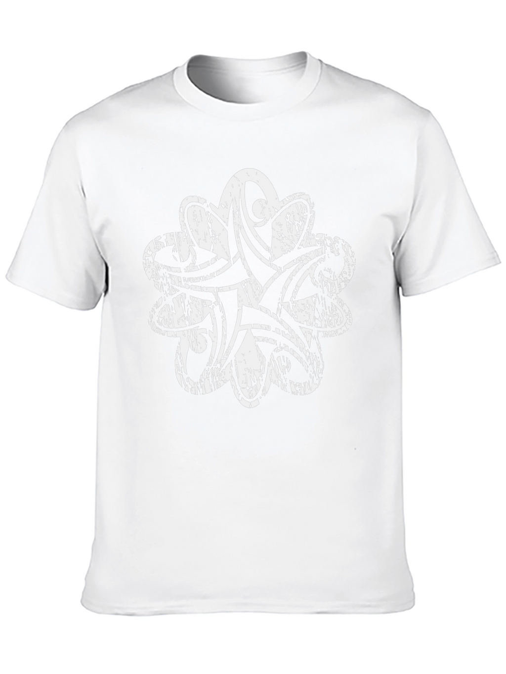 Distressed White Tribal Print Black T-Shirt