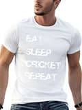 Eat Sleep Cricket Repeat Black T-Shirt