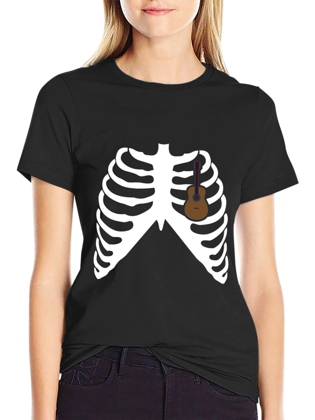 Skeleton Guitar Rib Cage Graphic Tee
