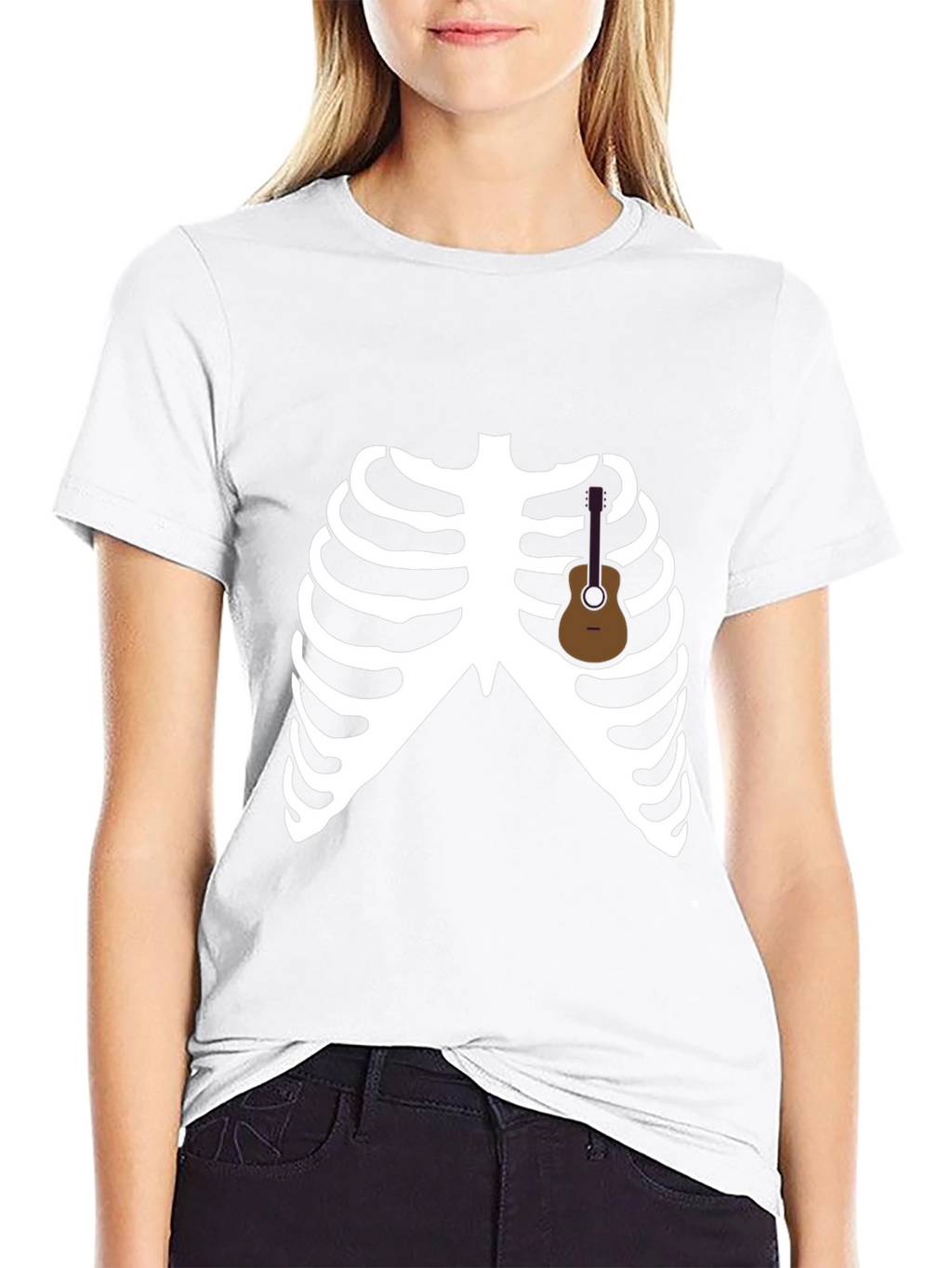 Skeleton Guitar Rib Cage Graphic Tee