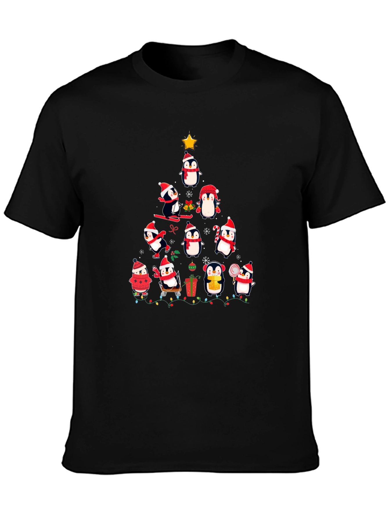 Penguin Christmas Tree Graphic Tee