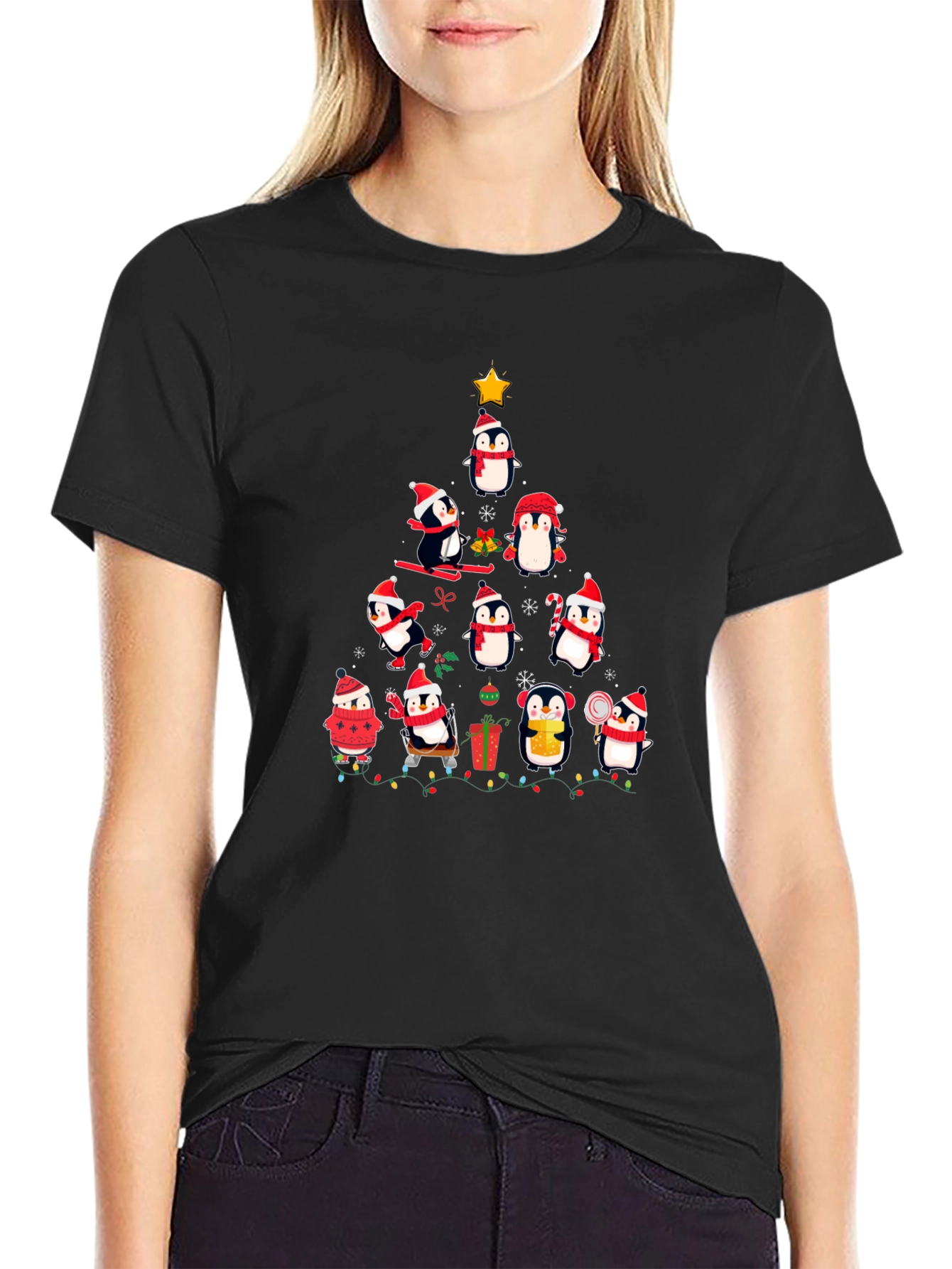 Penguin Christmas Tree Graphic Tee