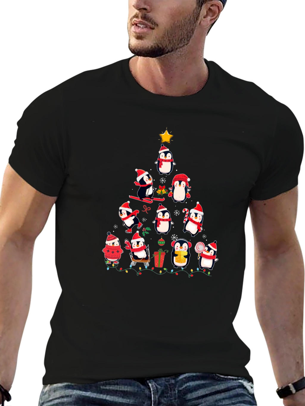 Penguin Christmas Tree Graphic Tee
