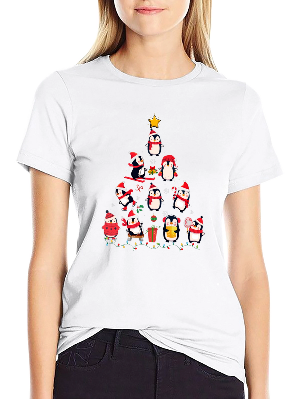 Penguin Christmas Tree Graphic Tee