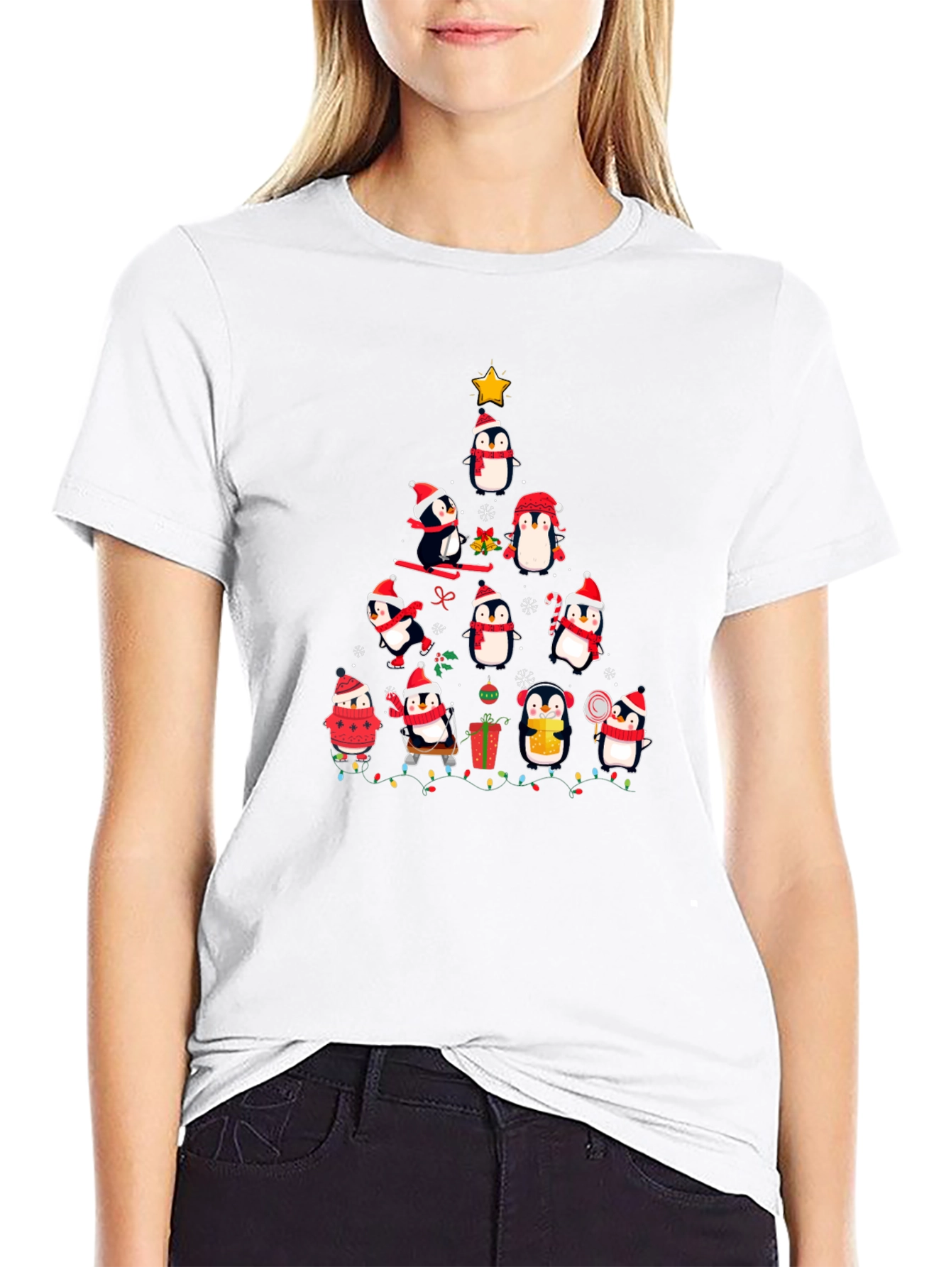 Penguin Christmas Tree Graphic Tee