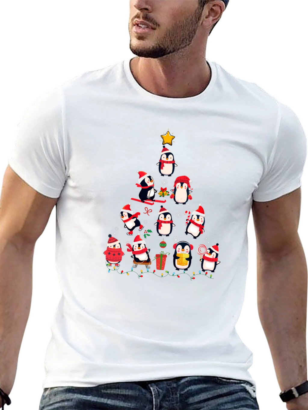 Penguin Christmas Tree Graphic Tee