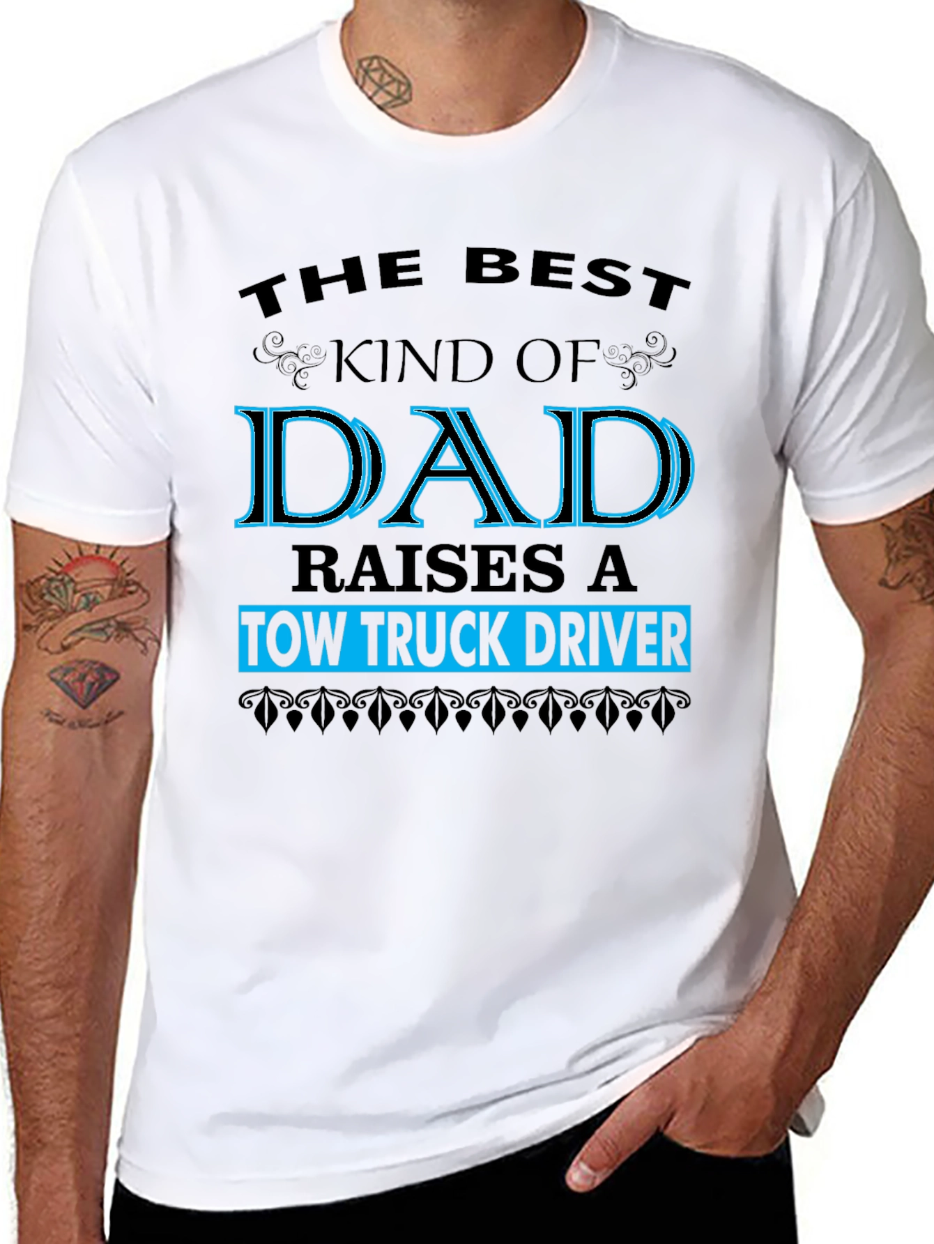 Tow Truck Driver Dad Graphic Tee - Black