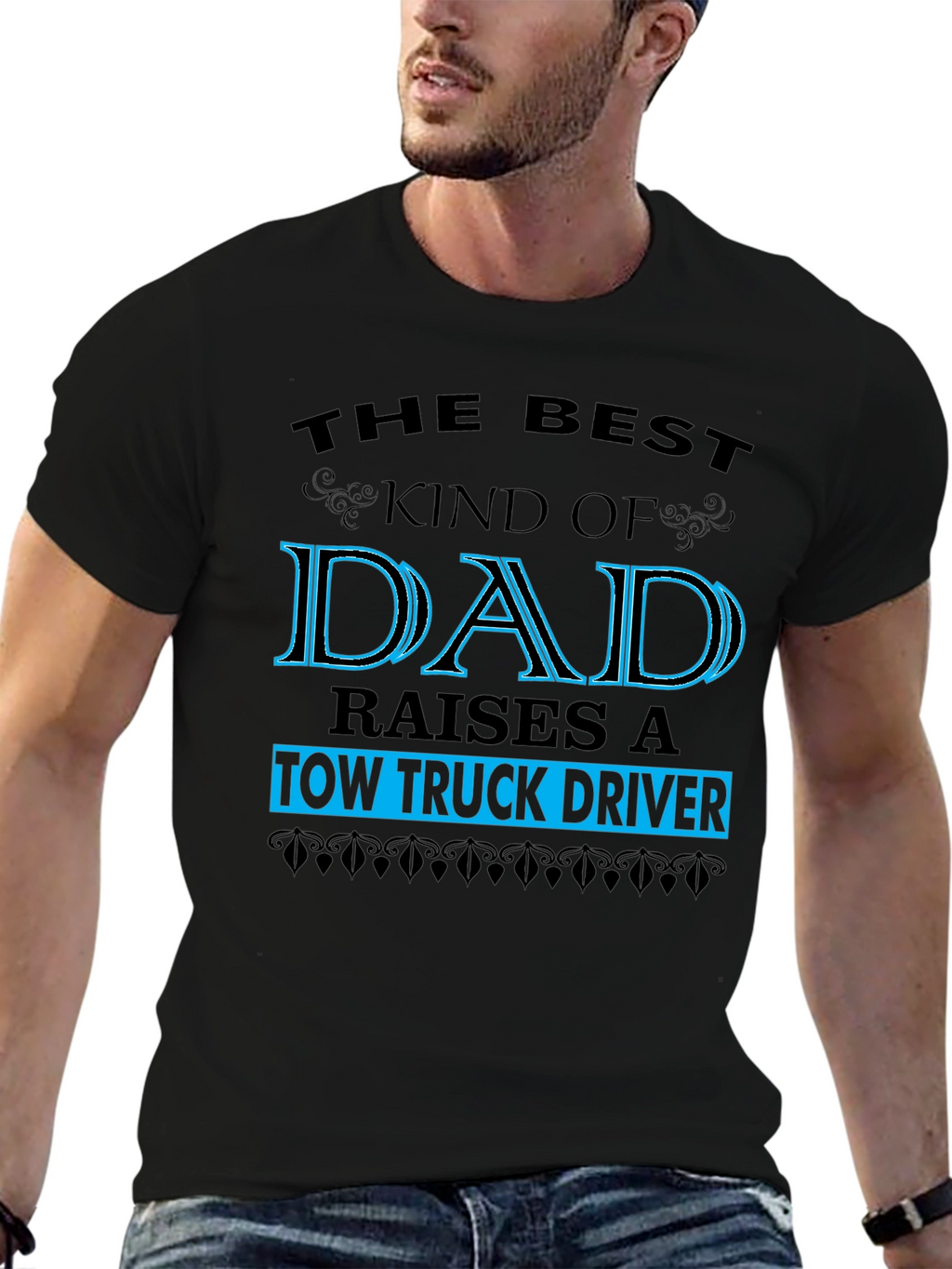 Tow Truck Driver Dad Graphic Tee - Black