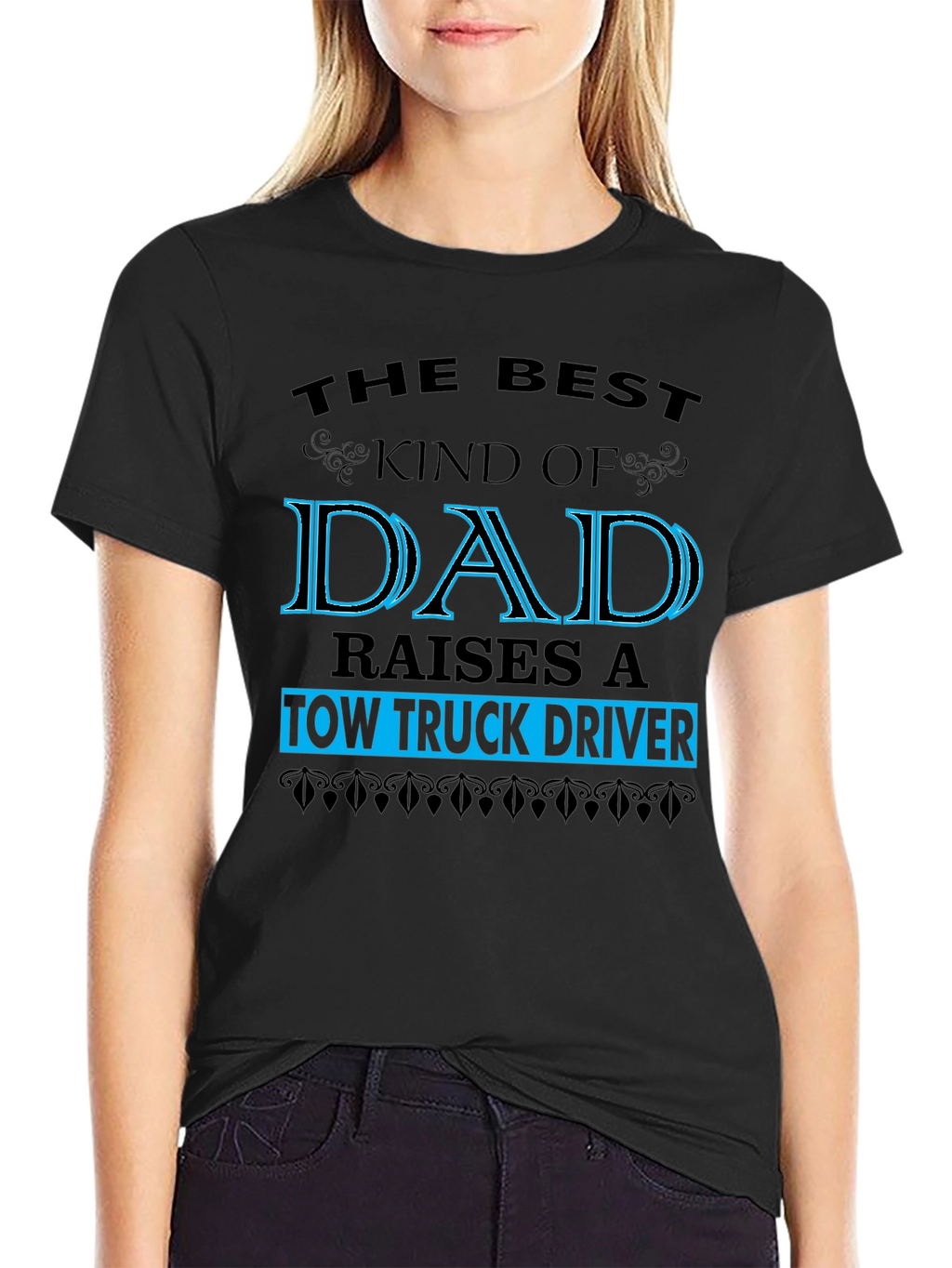 Tow Truck Driver Dad Graphic Tee - Black