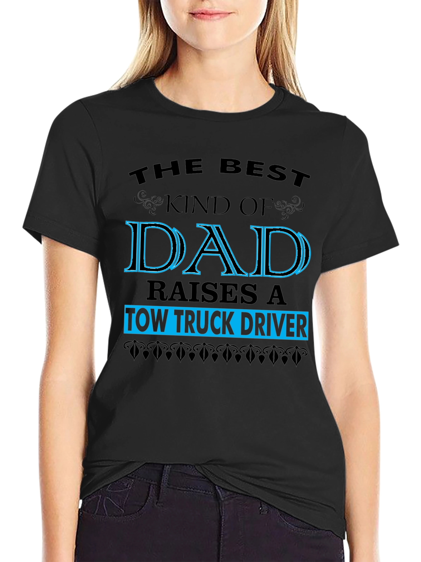 Tow Truck Driver Dad Graphic Tee - Black