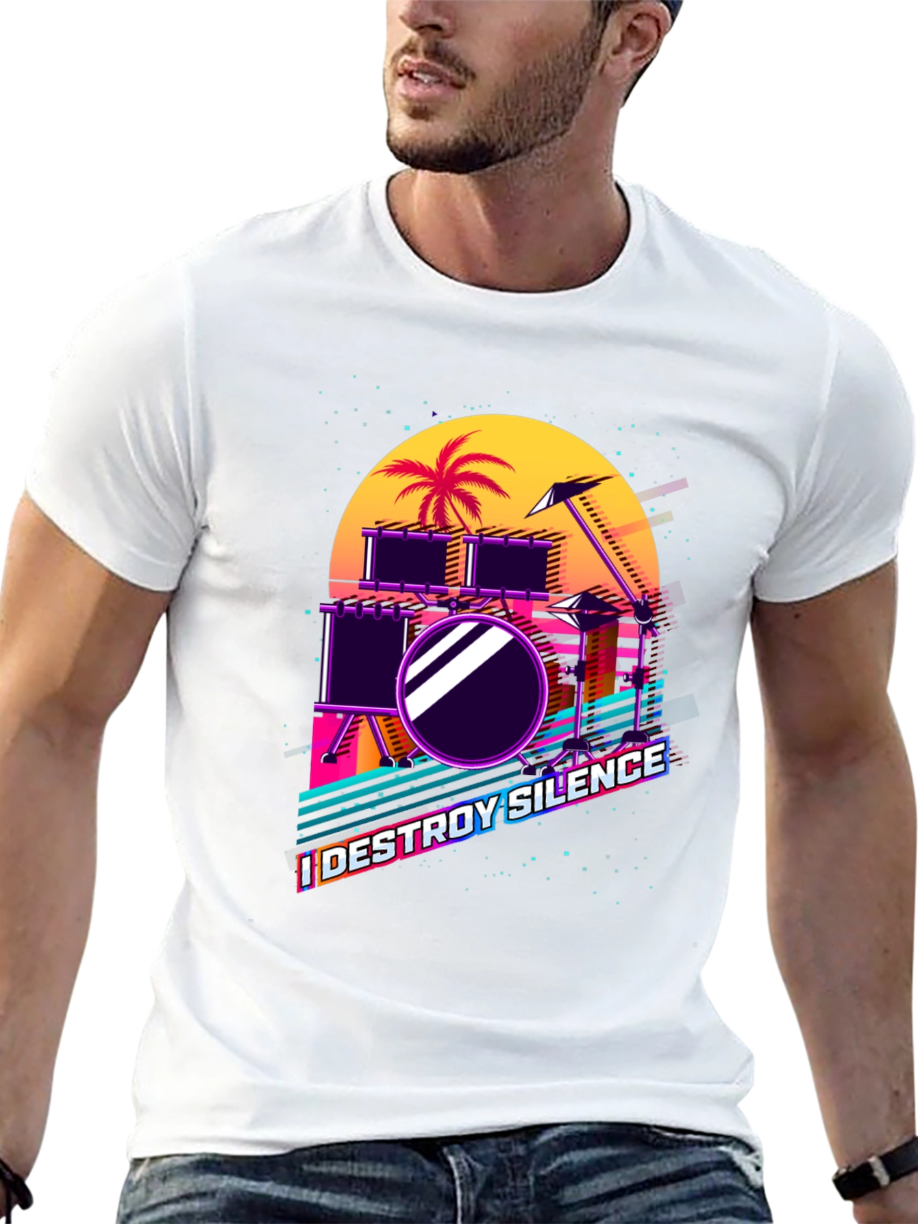 Retro Synthwave Drum Set T-Shirt