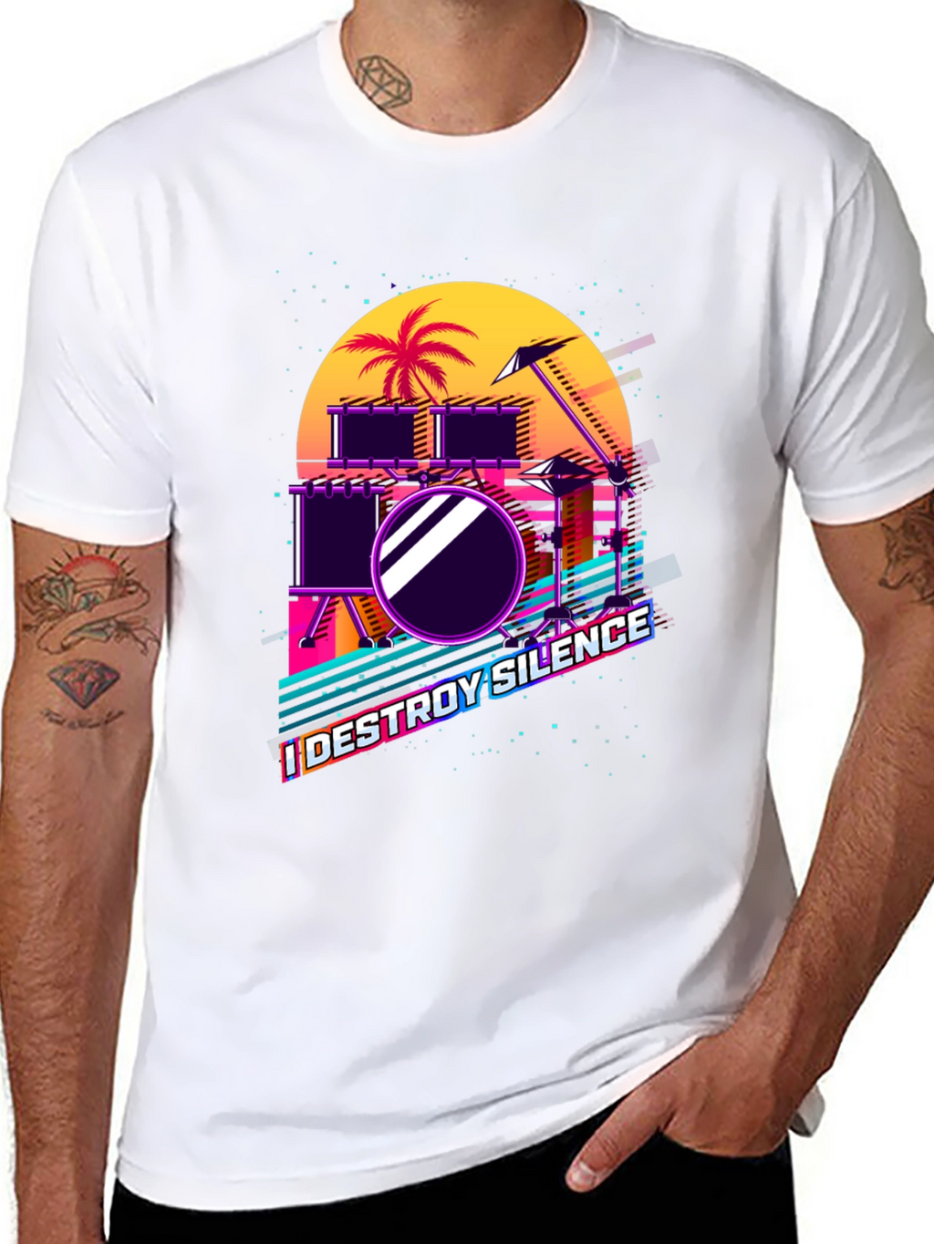 Retro Synthwave Drum Set T-Shirt
