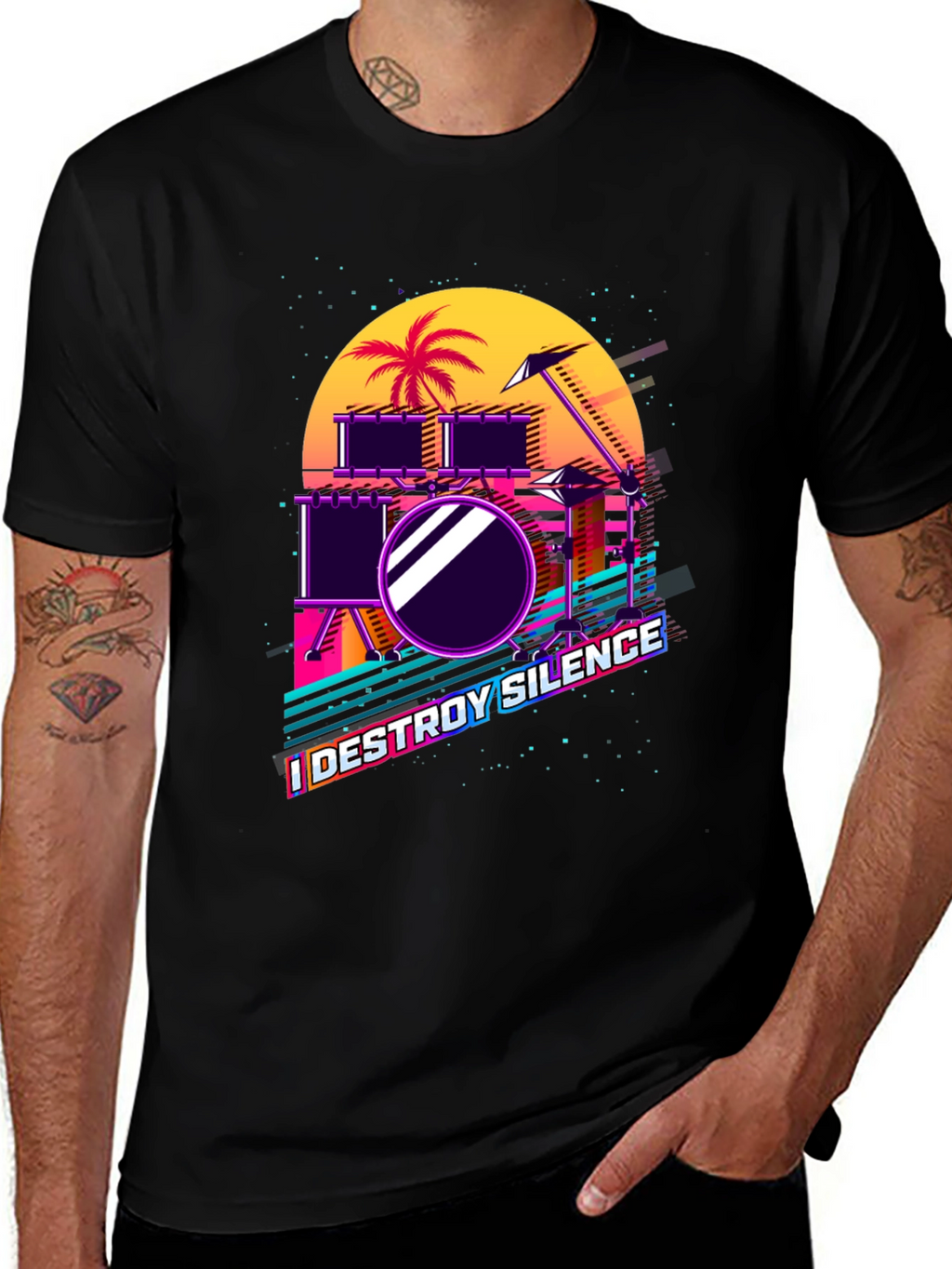 Retro Synthwave Drum Set T-Shirt