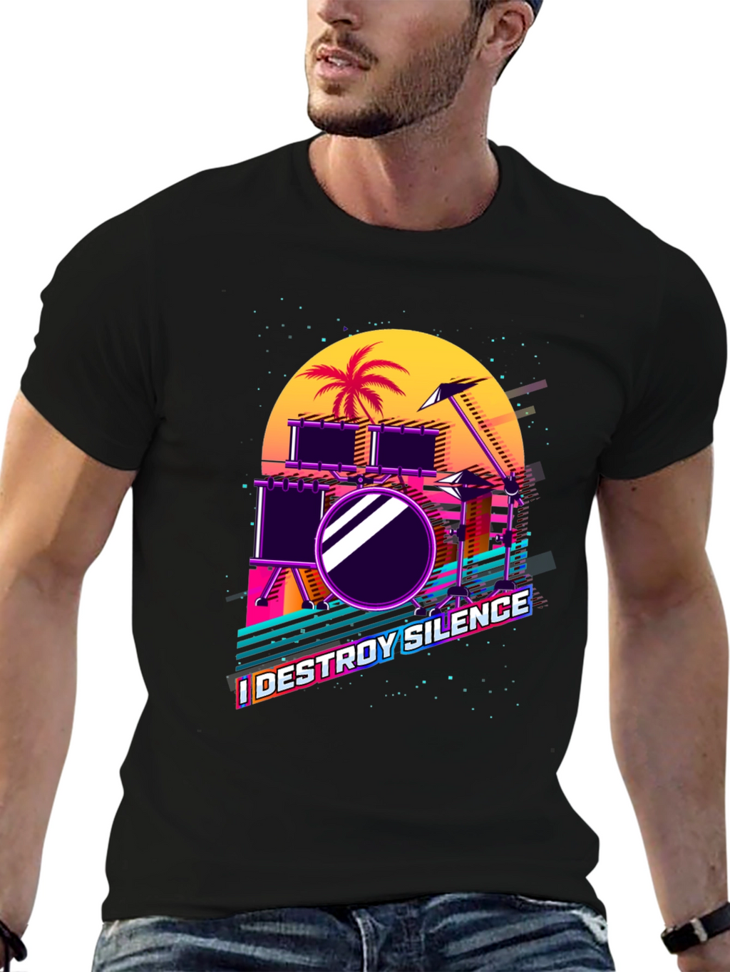 Retro Synthwave Drum Set T-Shirt