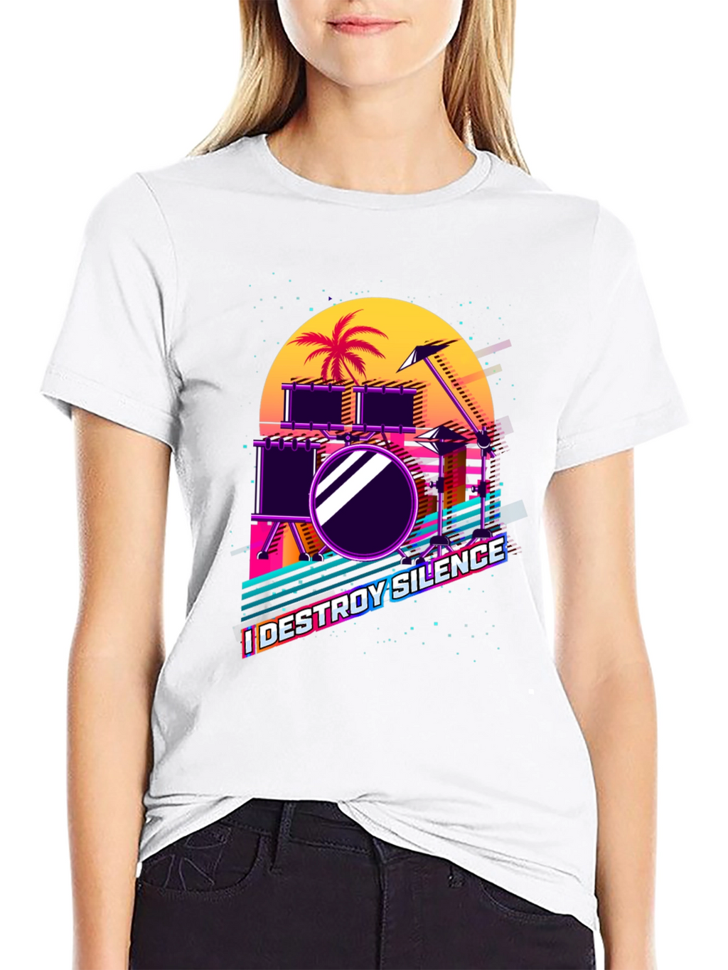 Retro Synthwave Drum Set T-Shirt