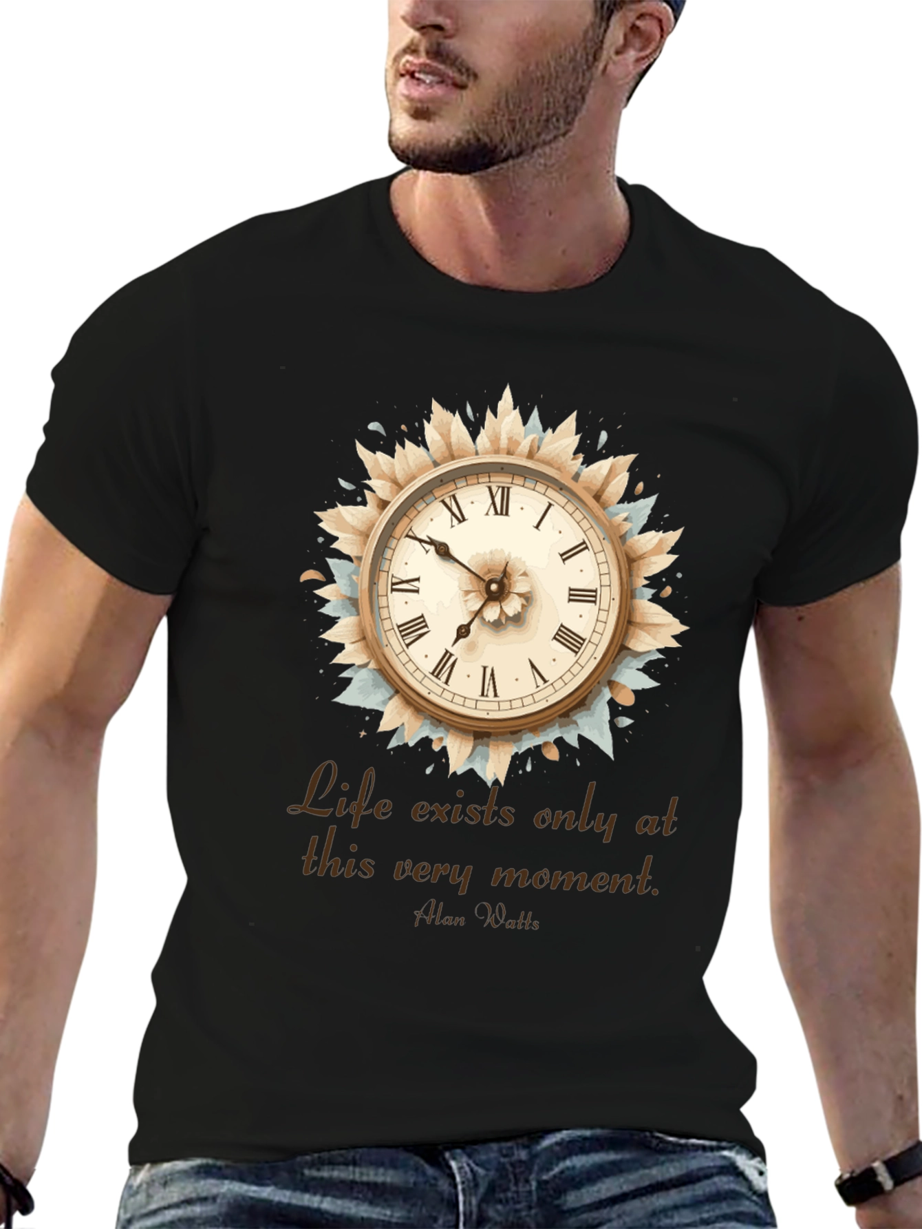 Time is Now T-Shirt Clock Graphic Tee Motivational Quote Shirt