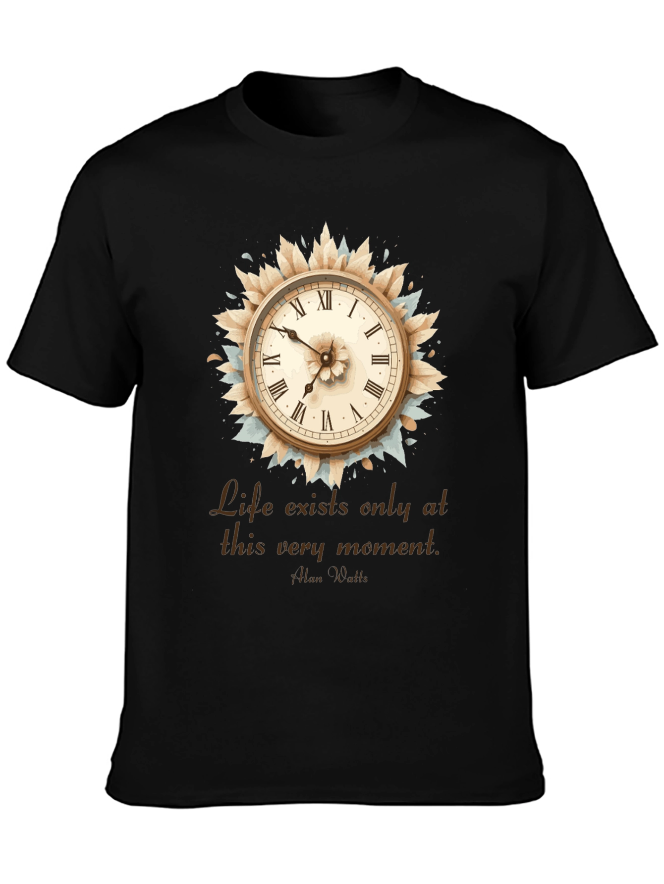 Time is Now T-Shirt Clock Graphic Tee Motivational Quote Shirt