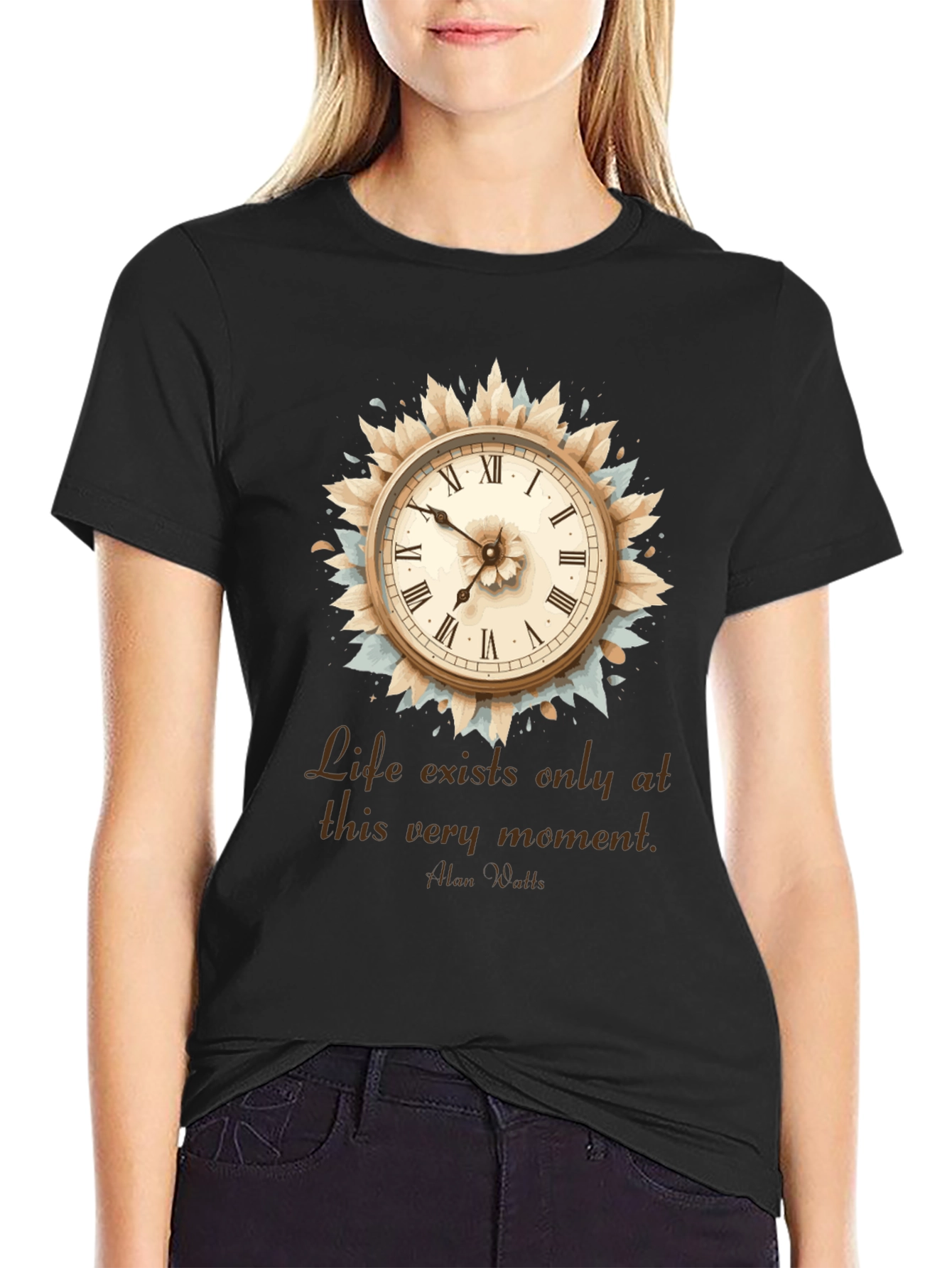 Time is Now T-Shirt Clock Graphic Tee Motivational Quote Shirt