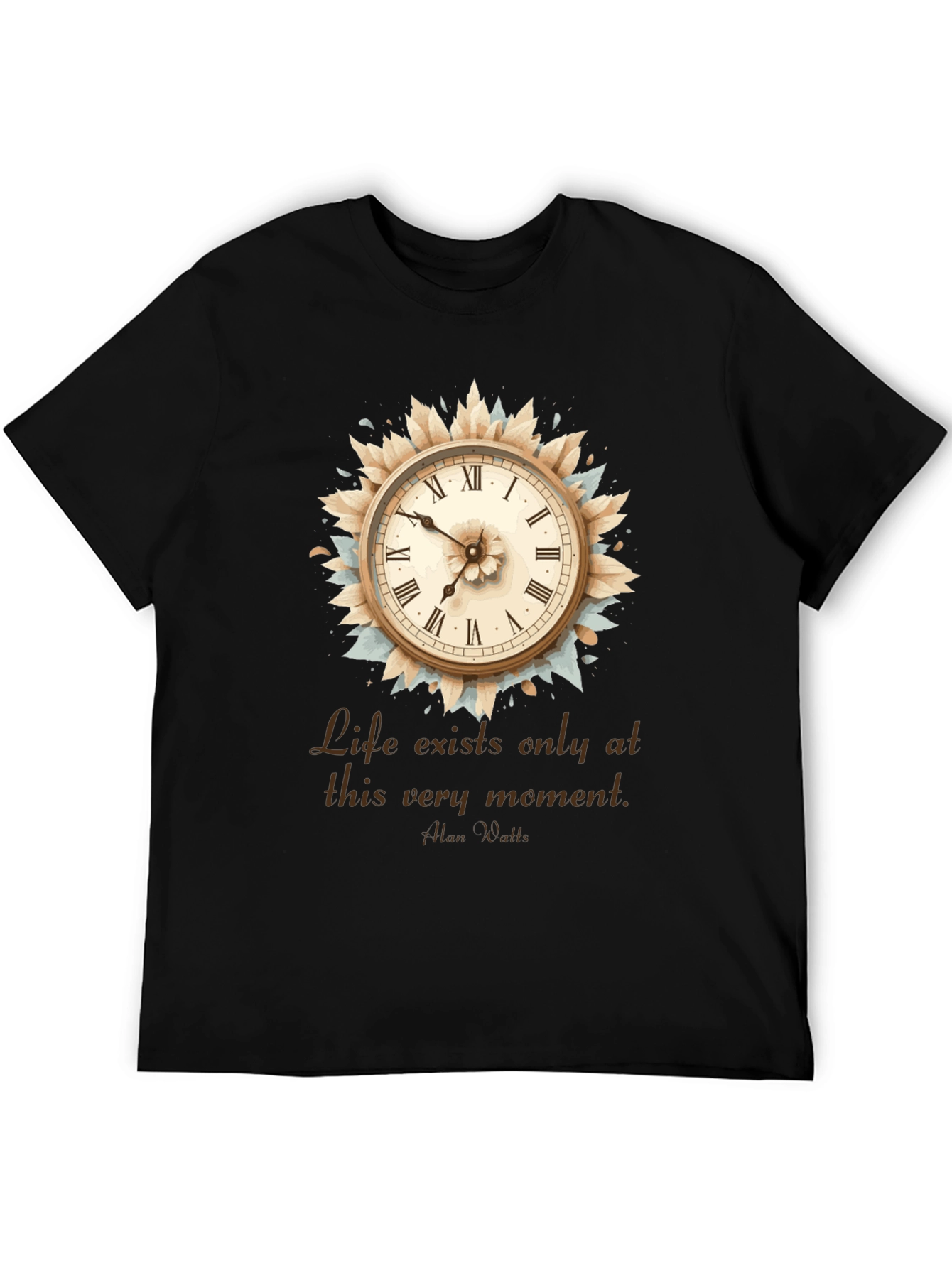 Time is Now T-Shirt Clock Graphic Tee Motivational Quote Shirt