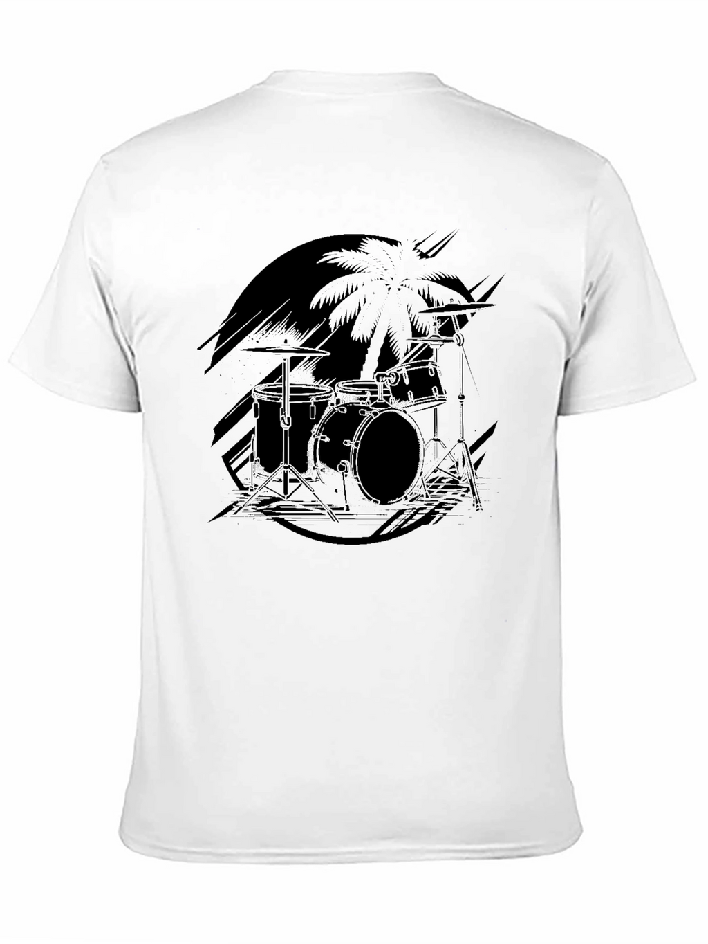 Black Drum Set Palm Tree Graphic Tee
