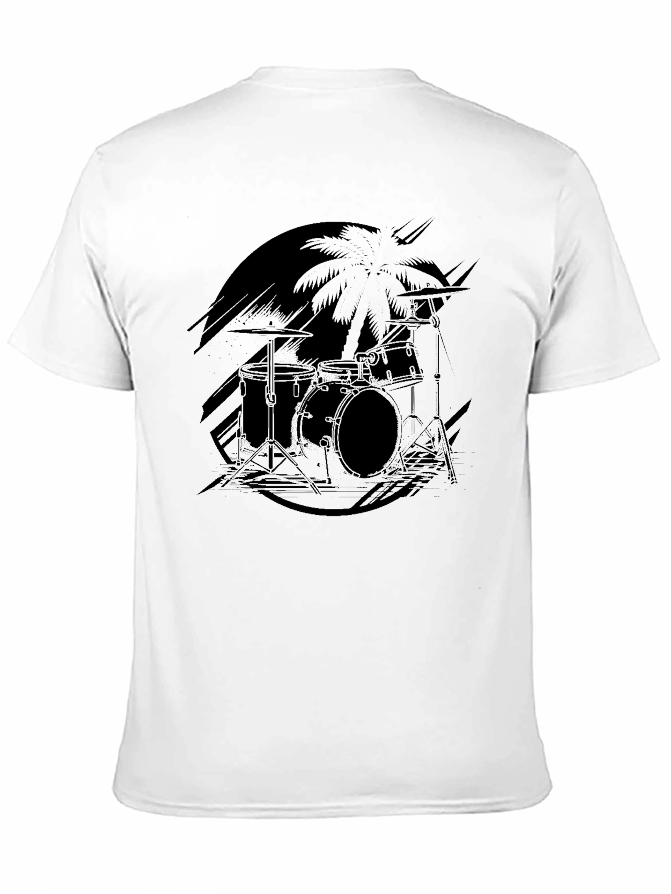 Black Drum Set Palm Tree Graphic Tee