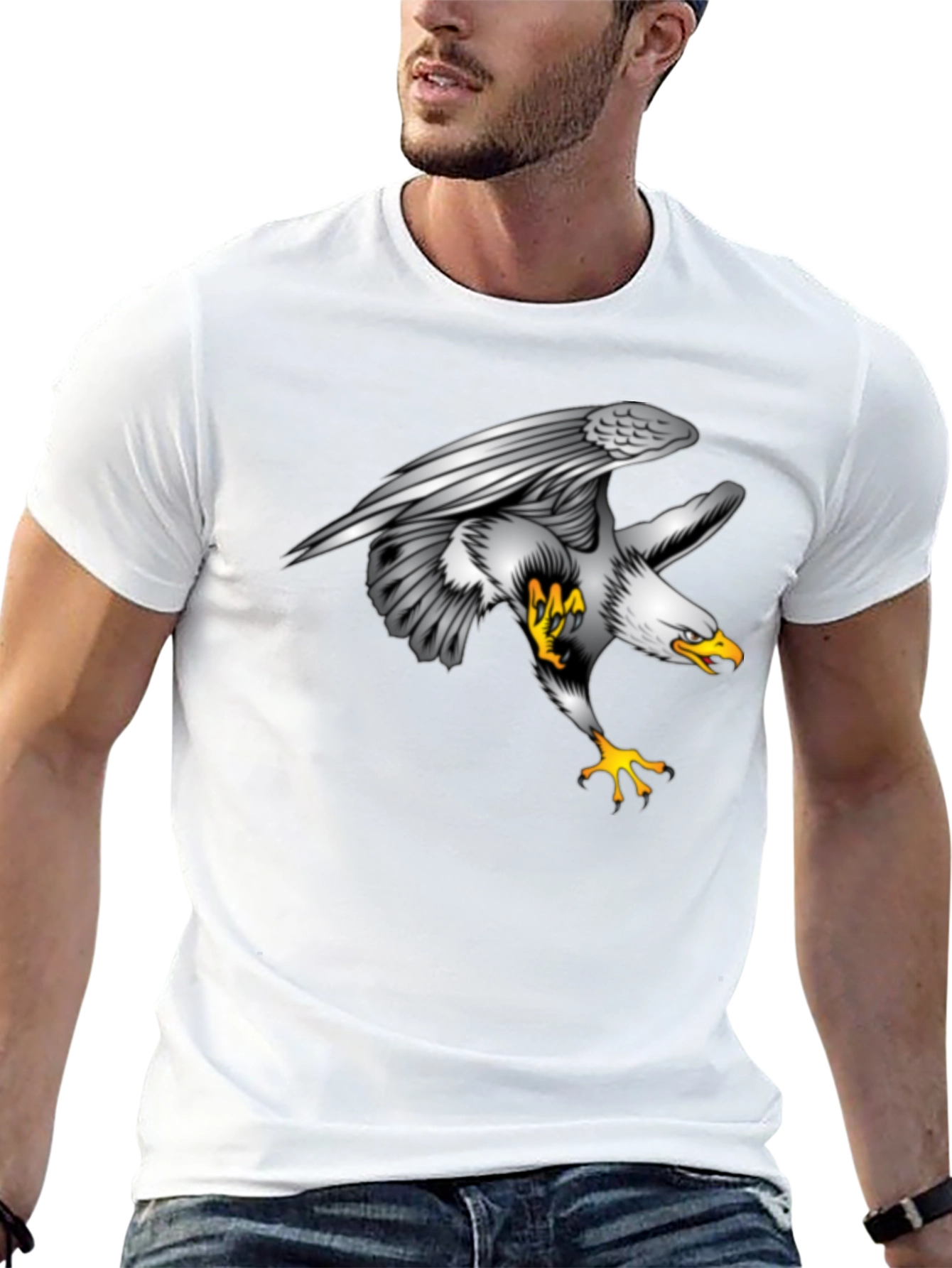 Eagle Graphic Print Black T-Shirt