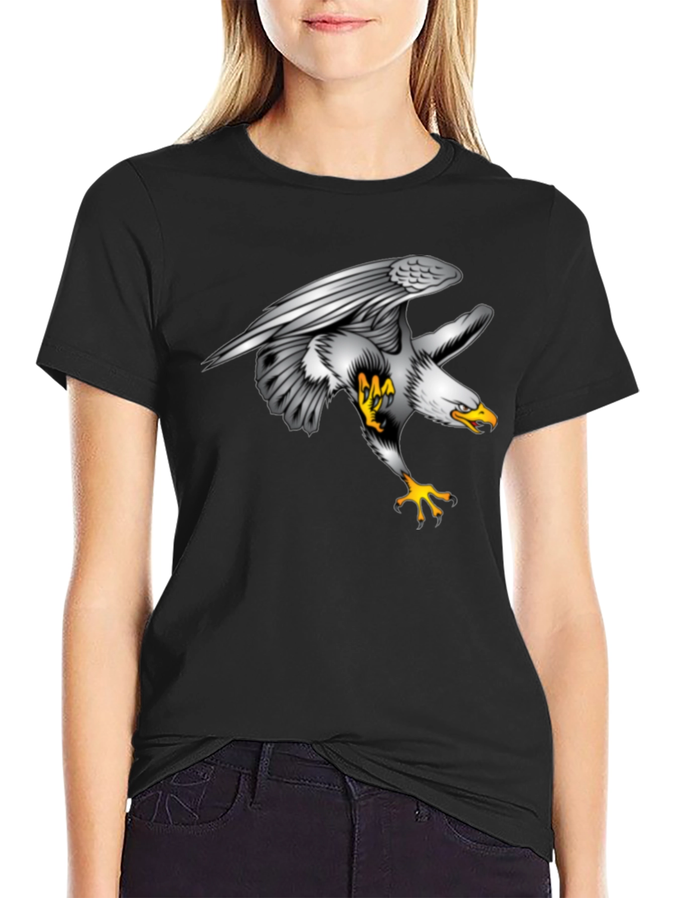 Eagle Graphic Print Black T-Shirt