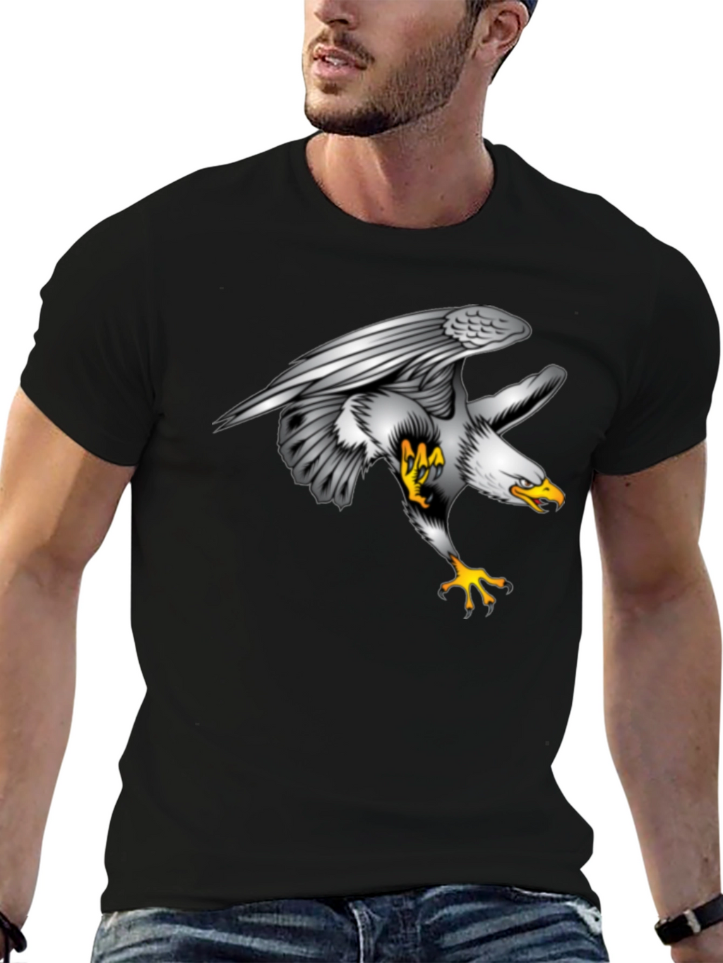 Eagle Graphic Print Black T-Shirt
