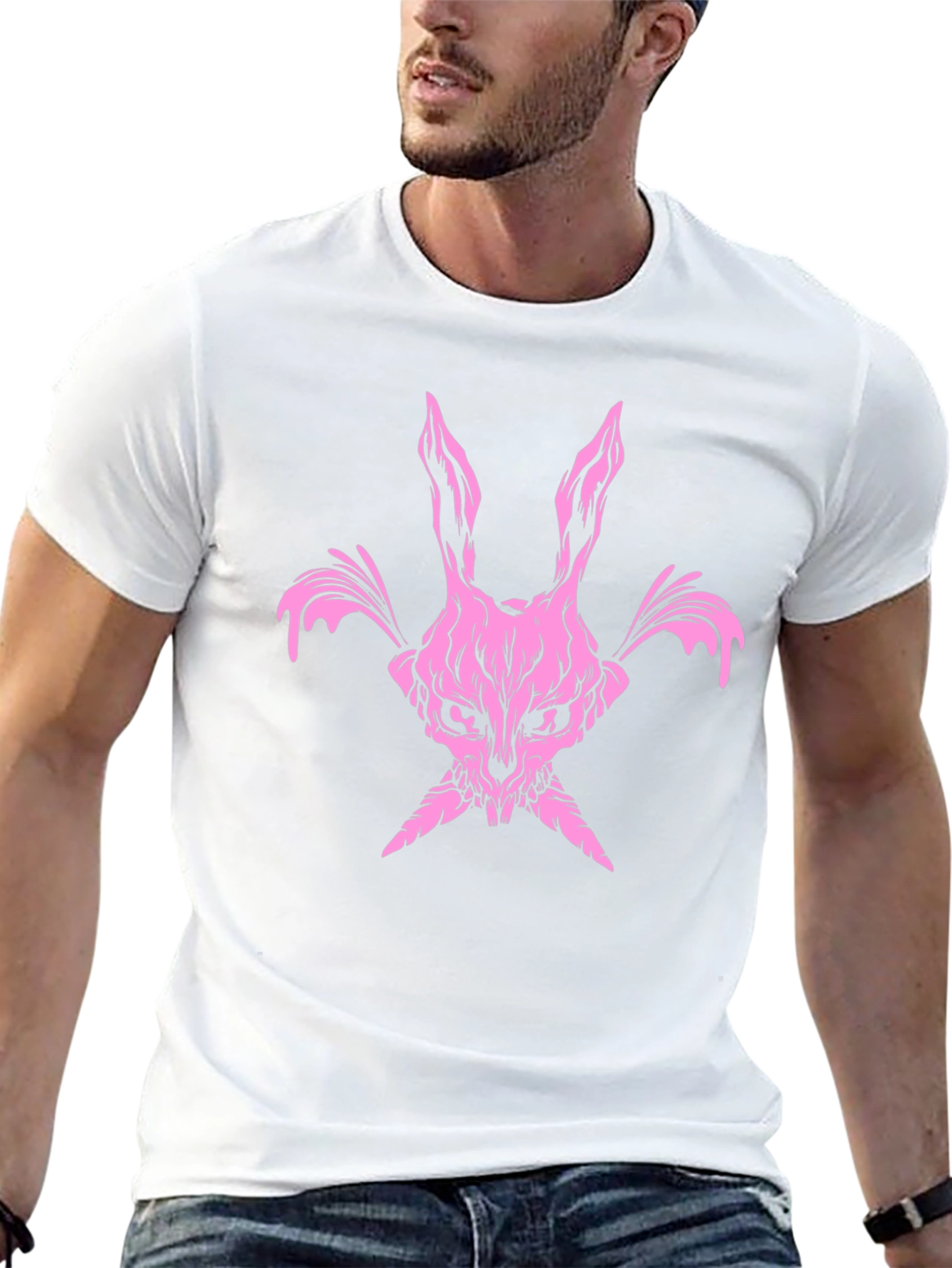 Pink Skull Bunny T-Shirt - Dark Edgy Graphic Tee