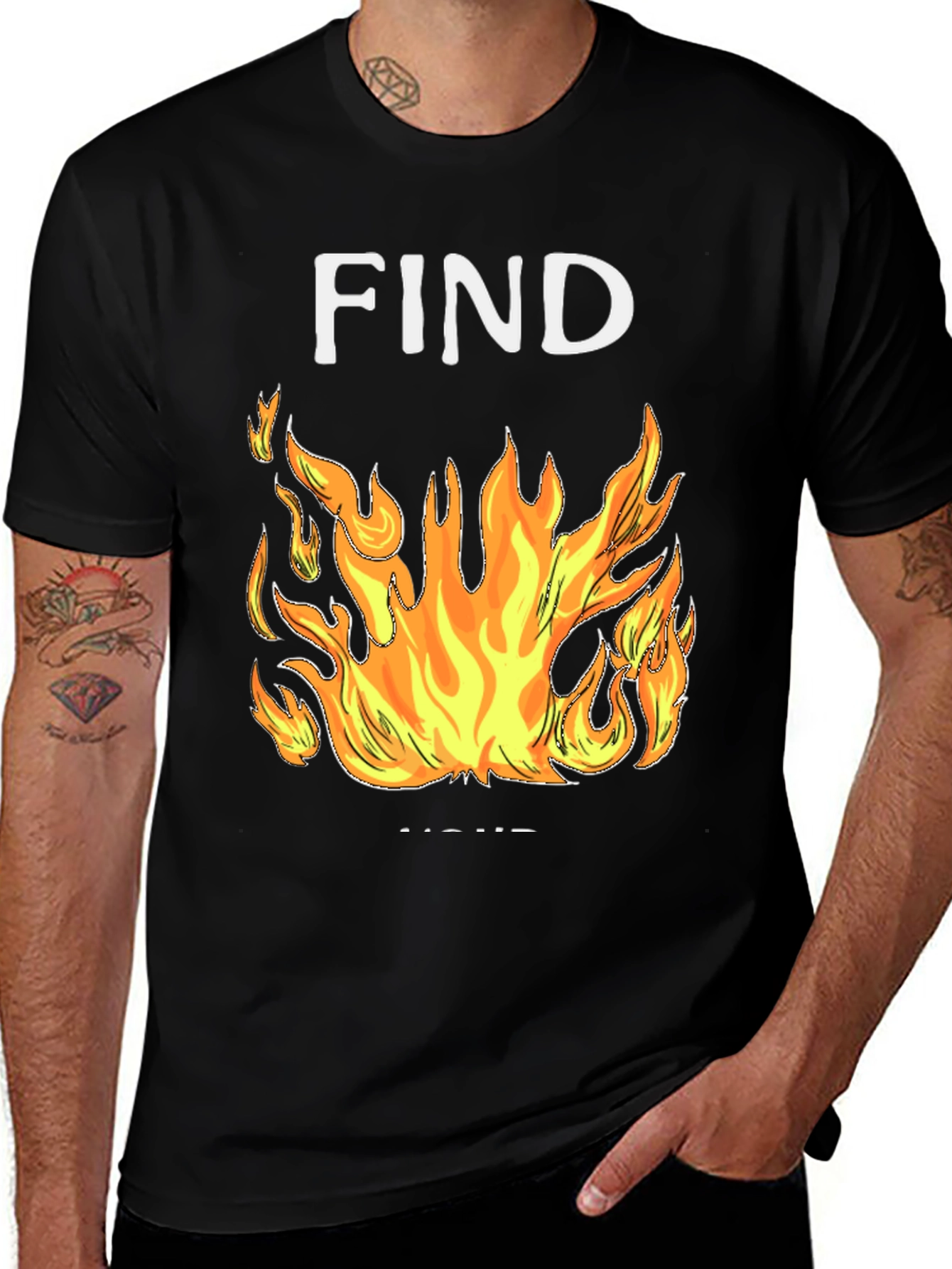 Find Your Fire Graphic Tee - Black Cotton Blend Shirt