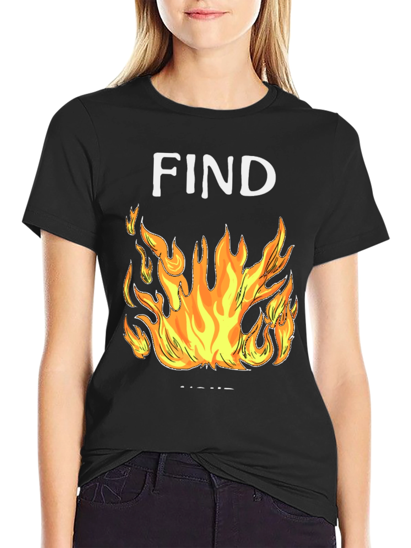 Find Your Fire Graphic Tee - Black Cotton Blend Shirt