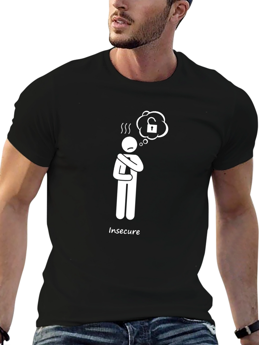 Insecure Stick Figure Graphic T-Shirt