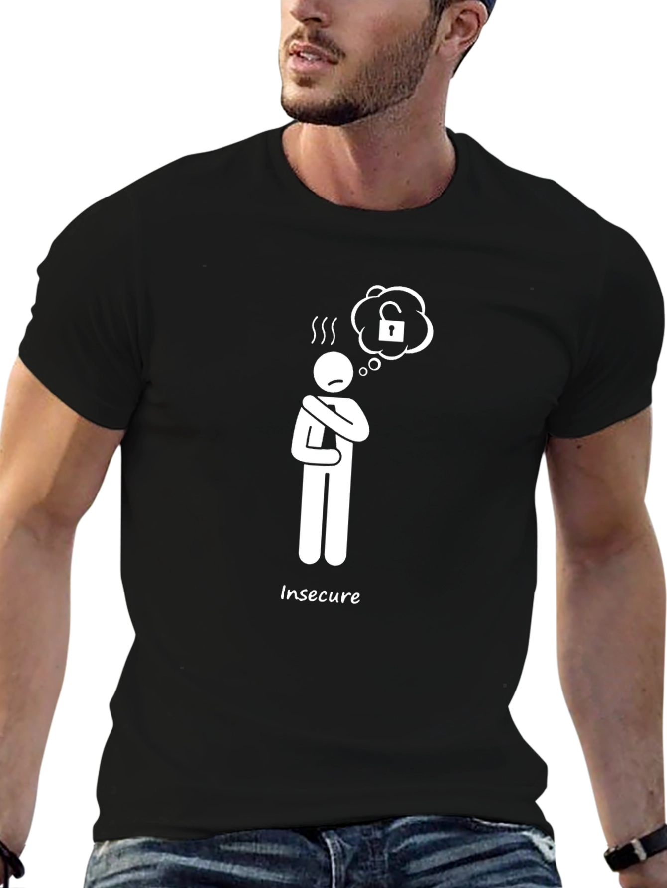 Insecure Stick Figure Graphic T-Shirt