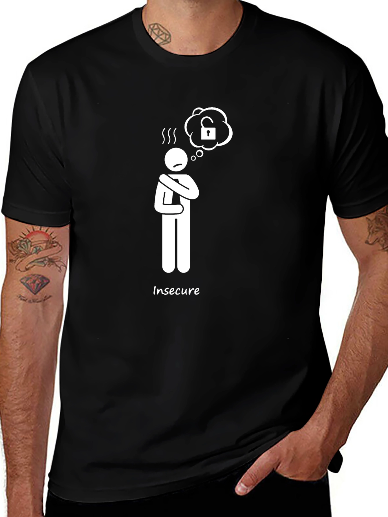 Insecure Stick Figure Graphic T-Shirt