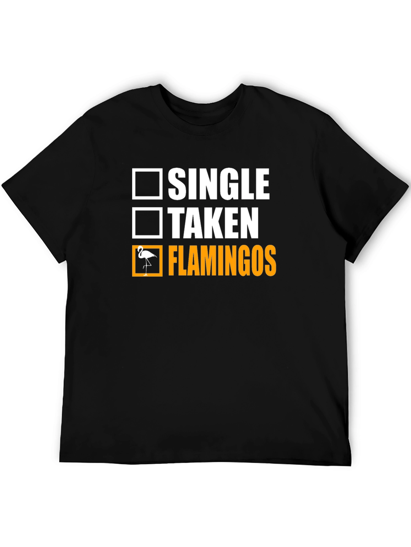 Flamingo Graphic Tee: Single Taken Flamingos