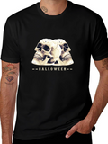 Halloween Skull Graphic T-Shirt - Black