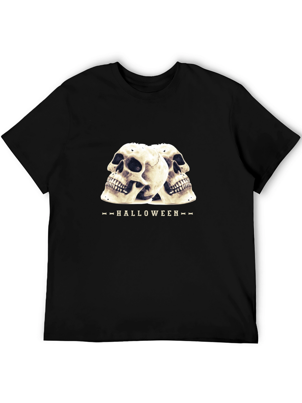 Halloween Skull Graphic T-Shirt - Black