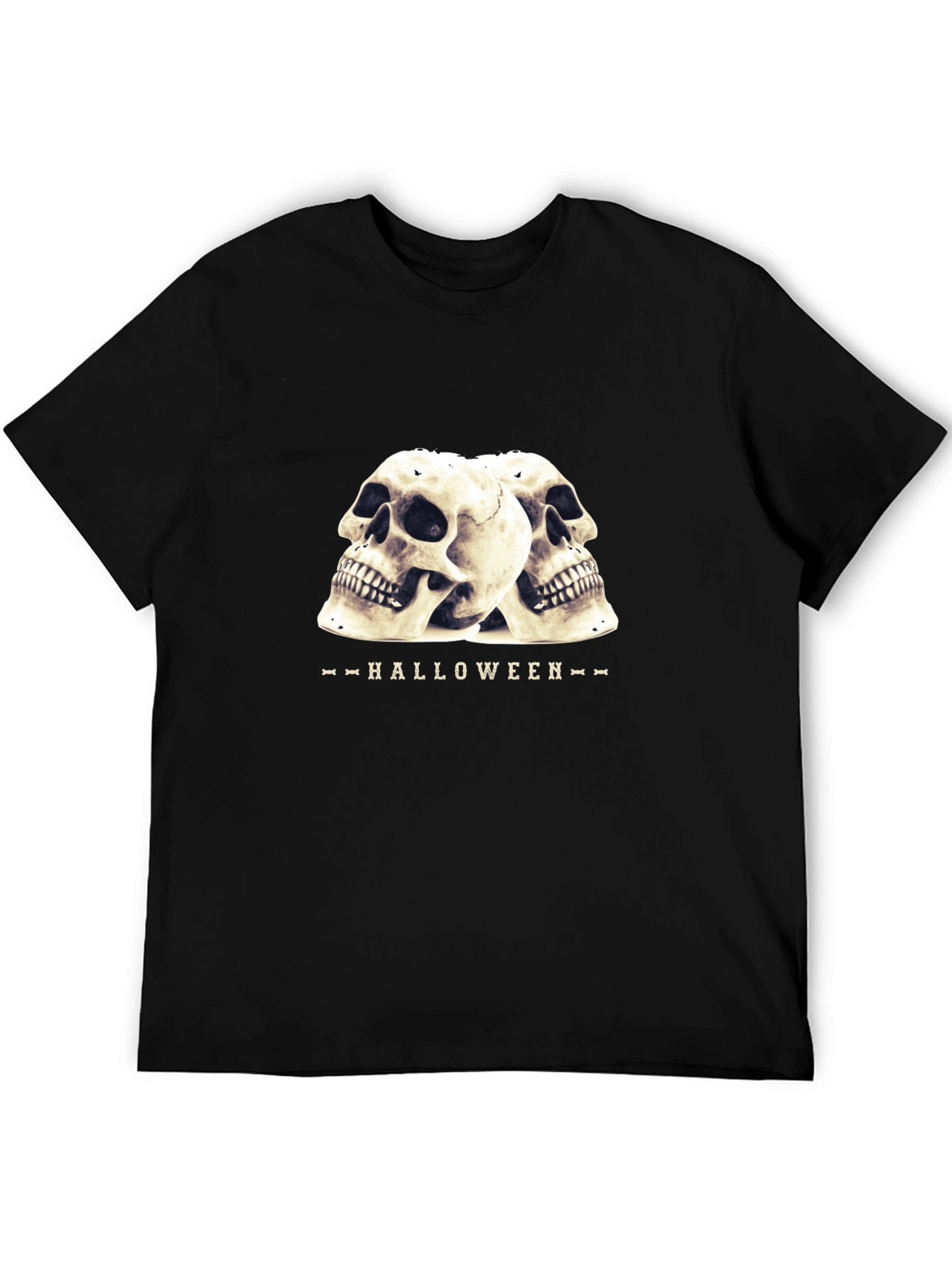 Halloween Skull Graphic T-Shirt - Black