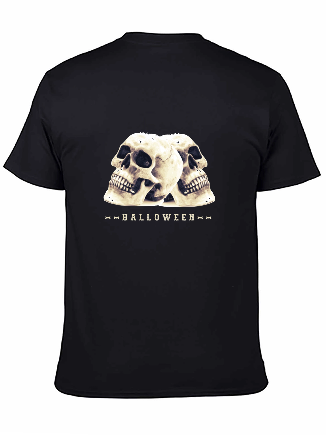 Halloween Skull Graphic T-Shirt - Black