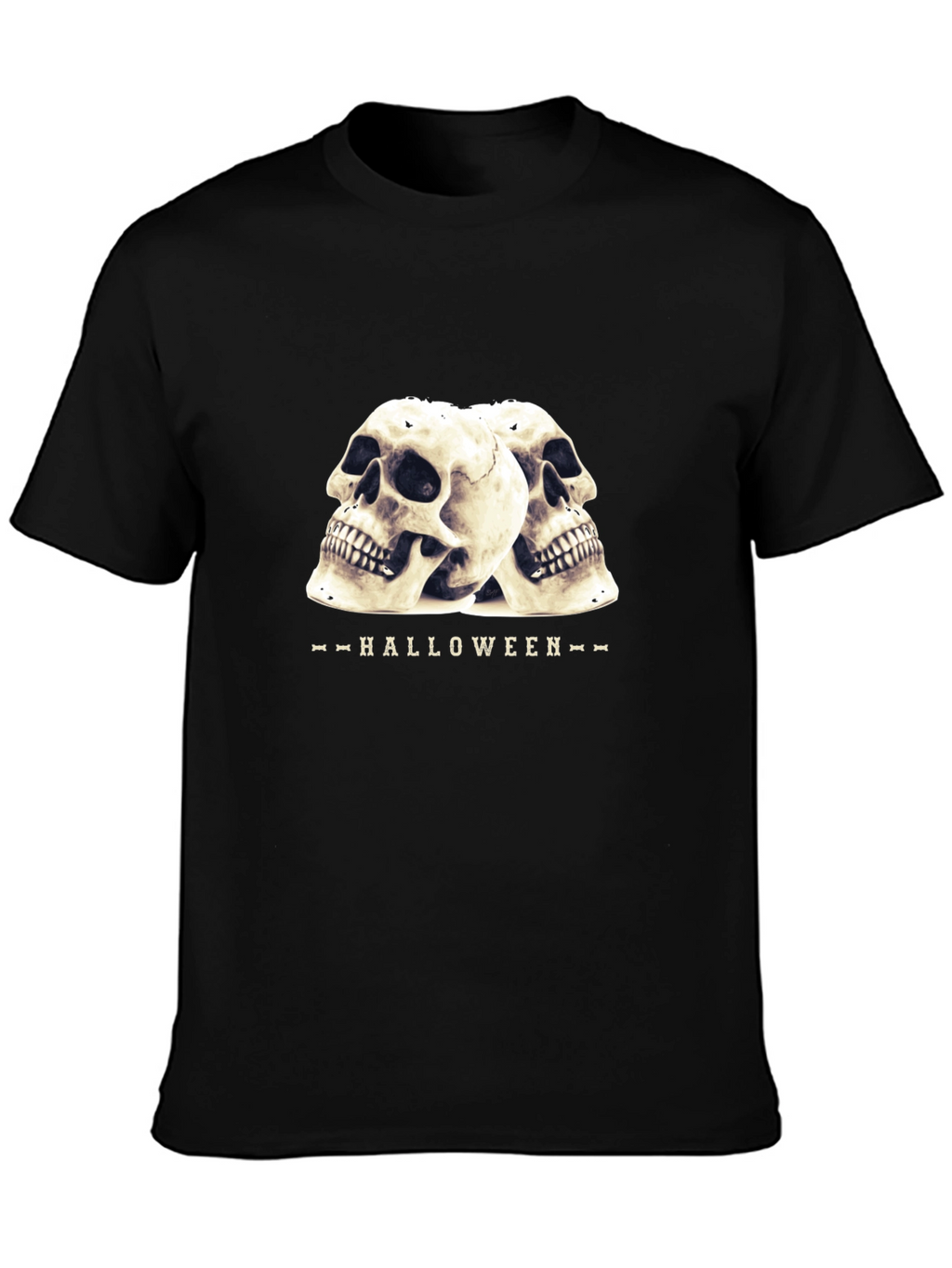 Halloween Skull Graphic T-Shirt - Black