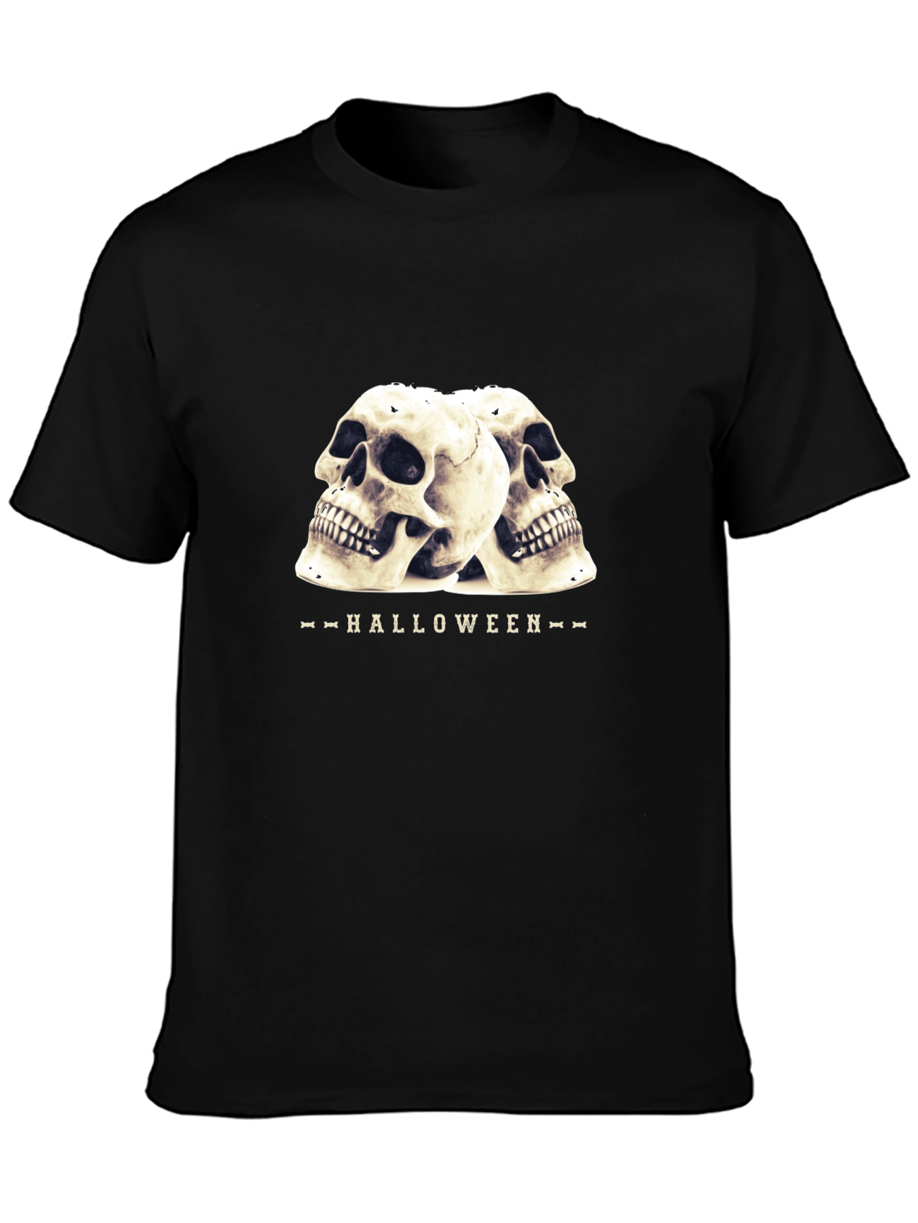 Halloween Skull Graphic T-Shirt - Black