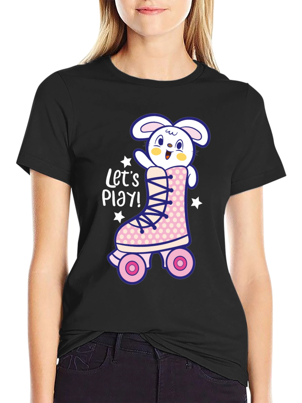 Bunny Roller Skate Graphic Tee - Lets Play!