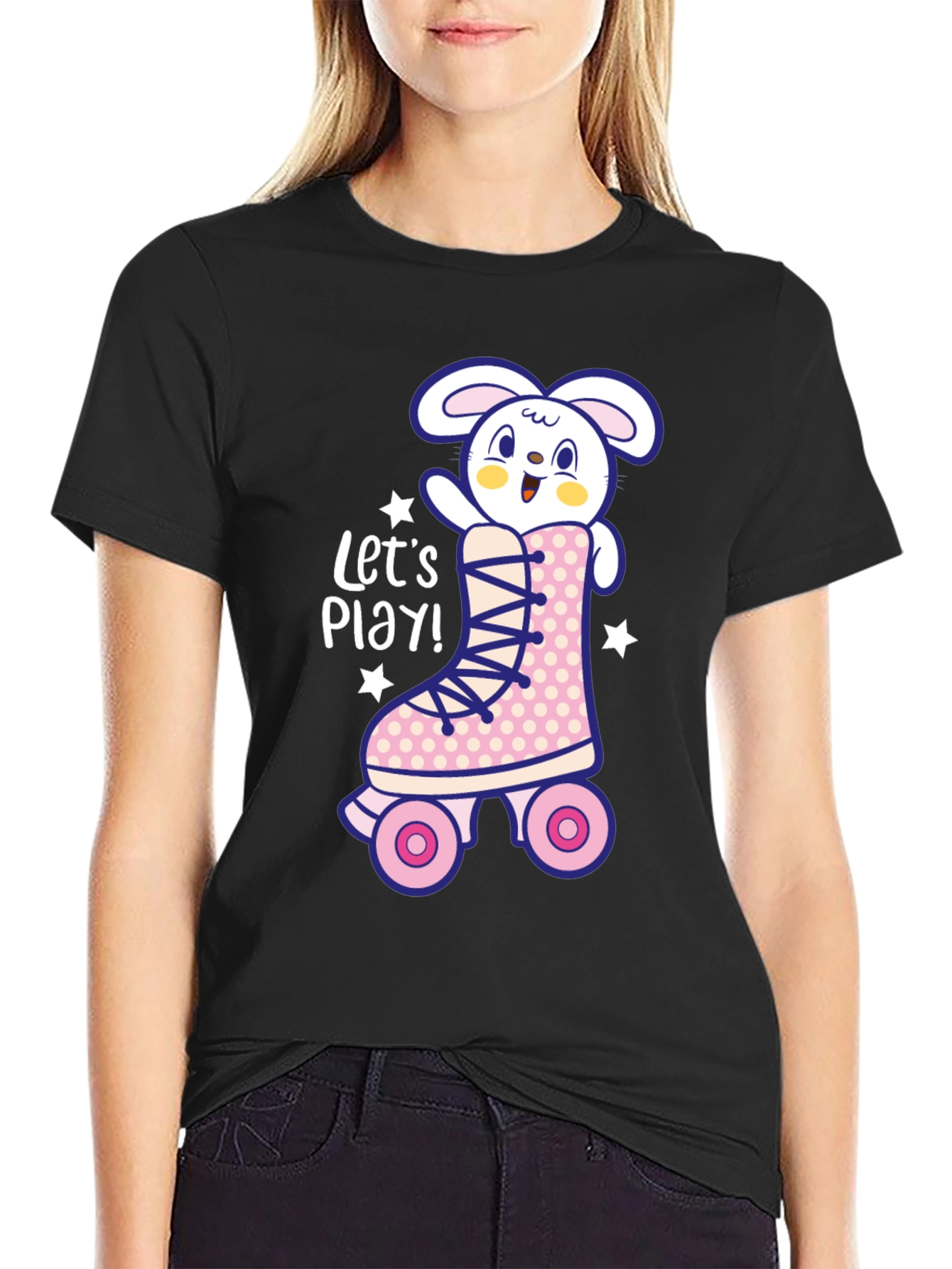 Bunny Roller Skate Graphic Tee - Lets Play!
