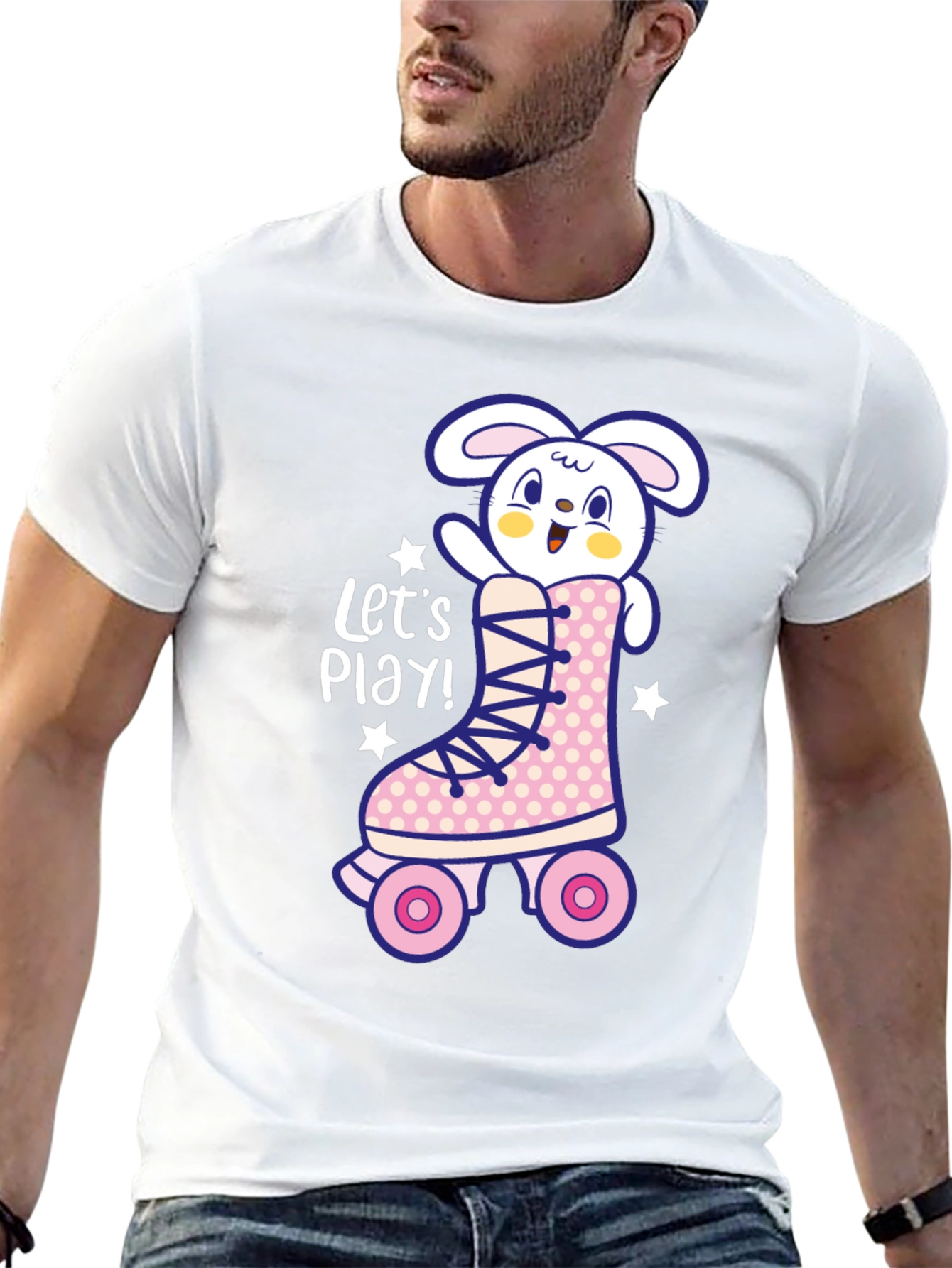 Bunny Roller Skate Graphic Tee - Lets Play!