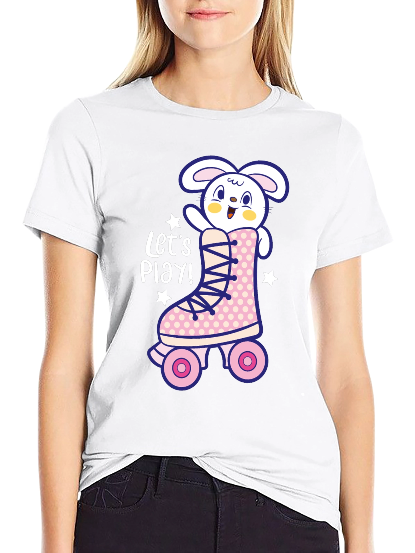 Bunny Roller Skate Graphic Tee - Lets Play!