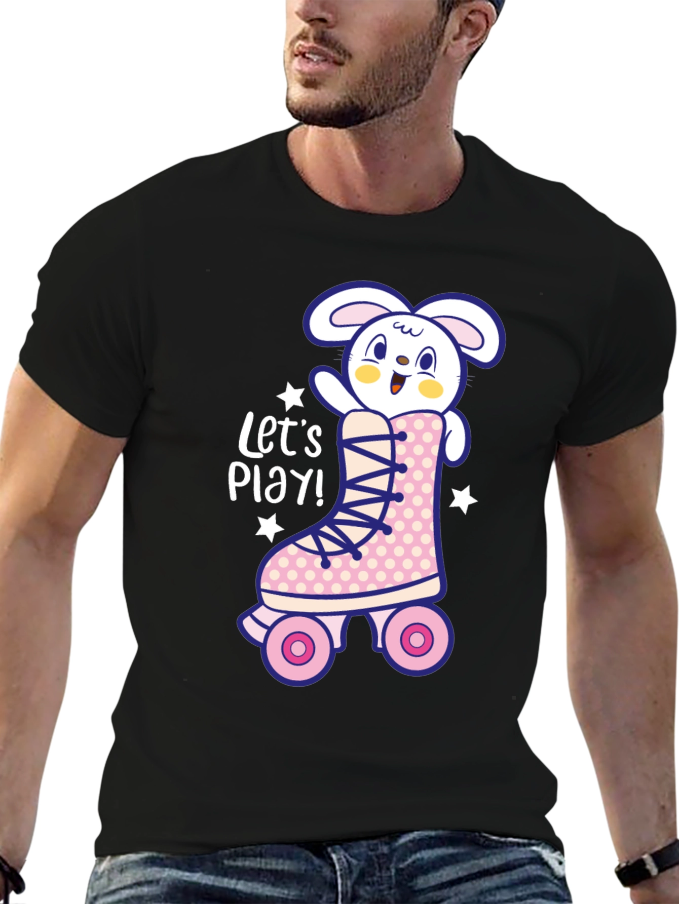 Bunny Roller Skate Graphic Tee - Lets Play!