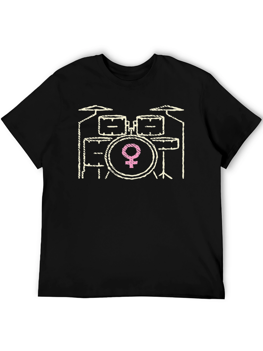 Female Drummer T-Shirt - Black Cotton Tee