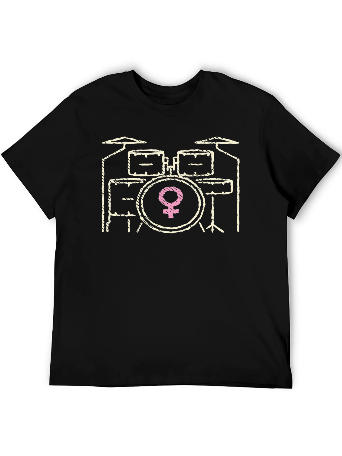 Female Drummer T-Shirt - Black Cotton Tee