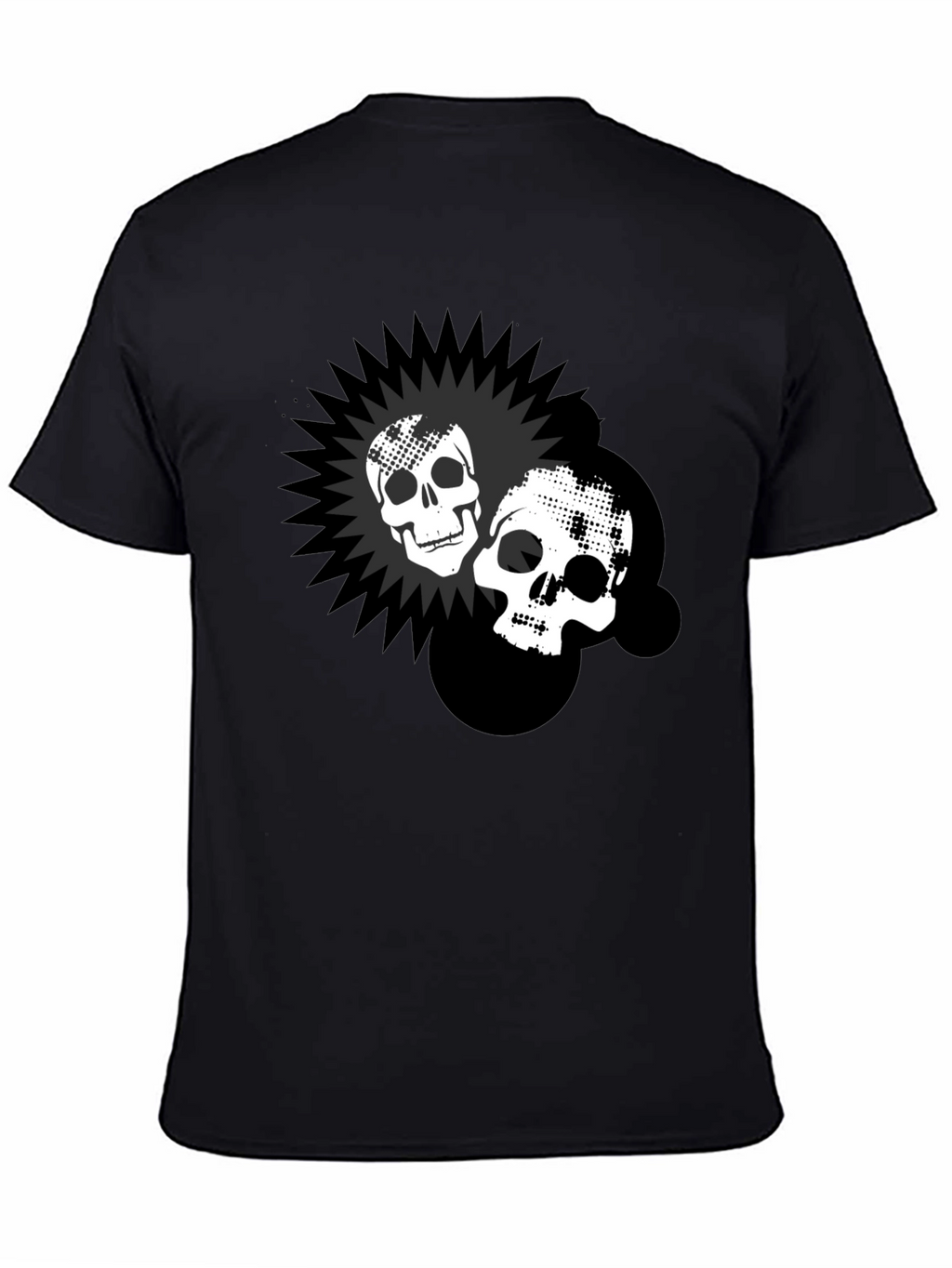 Skull Burst Graphic Print Black T-Shirt